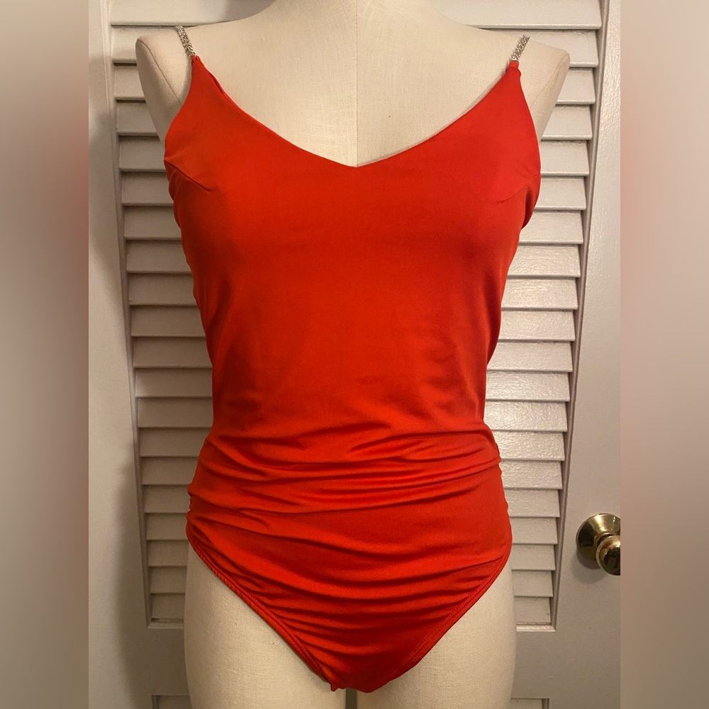Red “ Charlotte Russe” Body Suit- Size Large